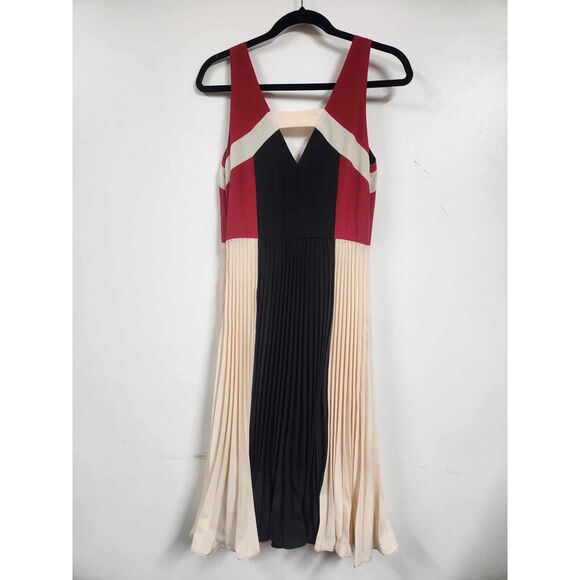 Anthropologie Maeve Pleated Colorblock Midi Dress Size 4 B34 - Picture 6 of 9
